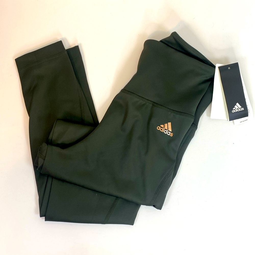 Adidas Multi Sport Dark Green Tights Size Small Zoe Saldana Leggings